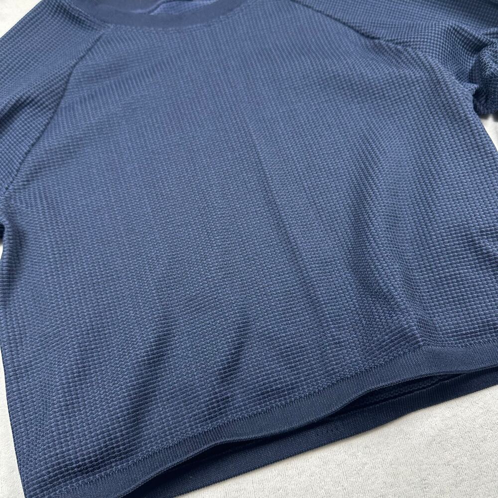 Aerie OFFLINE Cropped Long Sleeve Top Blue Waffle Knit Women’s Medium - Picture 5 of 7